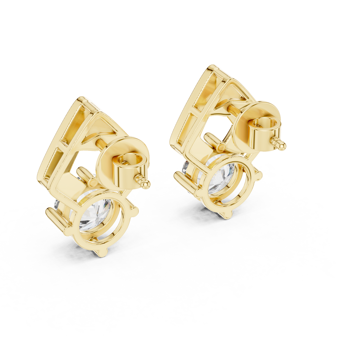 Geometric 1.5ct Each Round Cut Lab Grown Diamond Drop Statement Earrings