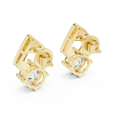 Geometric 1.5ct Each Round Cut Lab Grown Diamond Drop Statement Earrings