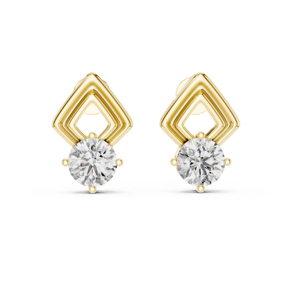 Geometric 1.5ct Each Round Cut Lab Grown Diamond Drop Statement Earrings