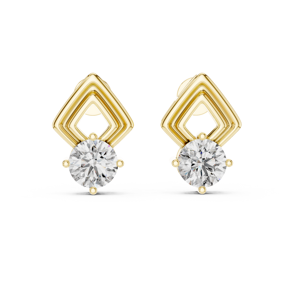 Geometric 1.5ct Each Round Cut Lab Grown Diamond Drop Statement Earrings