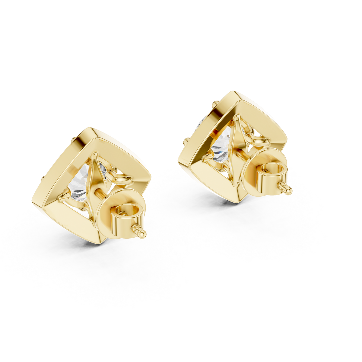 Square Halo 1.25ct Each Round Cut Lab Grown Diamond Cluster Stud Earrings