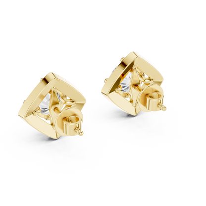 Square Halo 1.25ct Each Round Cut Lab Grown Diamond Cluster Stud Earrings