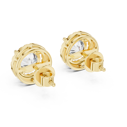 Spiral Halo 1.25ct Each Round Lab Grown Diamond Cluster Stud Earrings