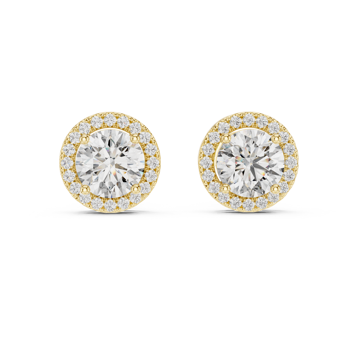 Spiral Halo 1.25ct Each Round Lab Grown Diamond Cluster Stud Earrings