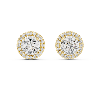 Spiral Halo 1.25ct Each Round Lab Grown Diamond Cluster Stud Earrings