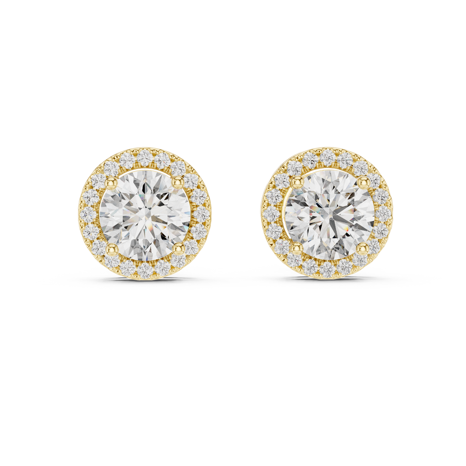 Spiral Halo 1.25ct Each Round Lab Grown Diamond Cluster Stud Earrings