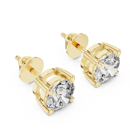 Classic Four Prong 1.25ct Each Round Lab Grown Diamond Solitaire Stud Earrings
