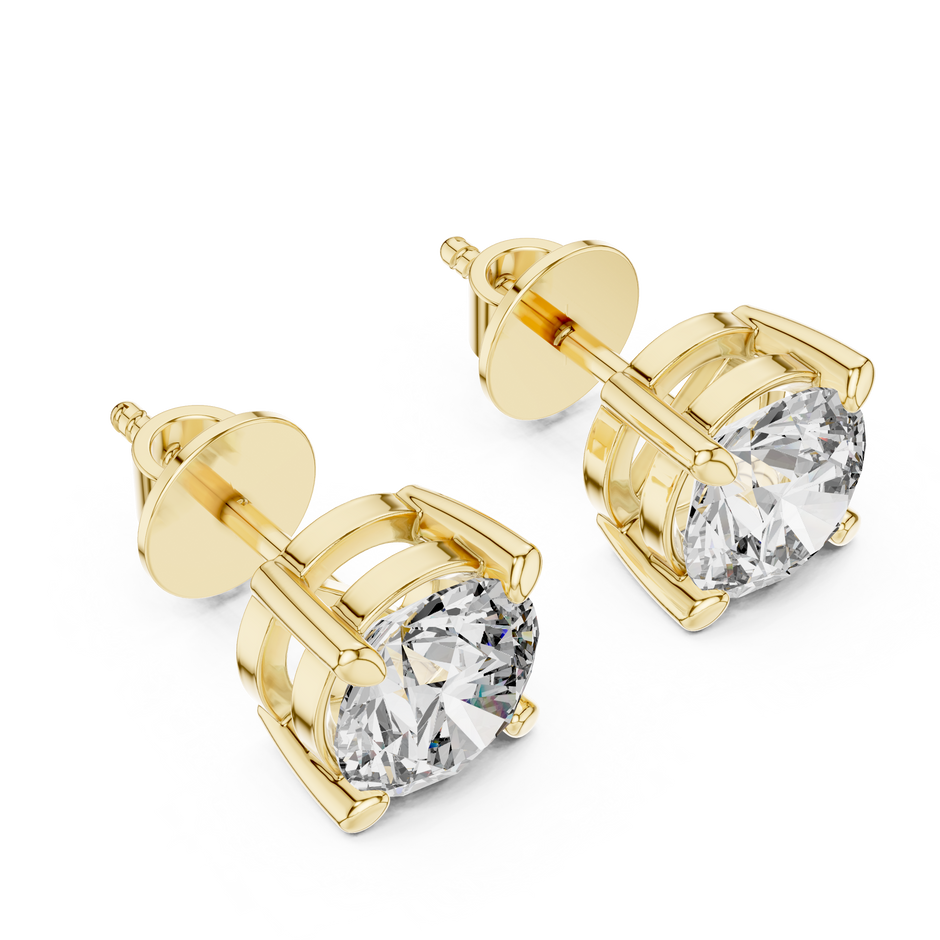 Classic Four Prong 1.25ct Each Round Lab Grown Diamond Solitaire Stud Earrings