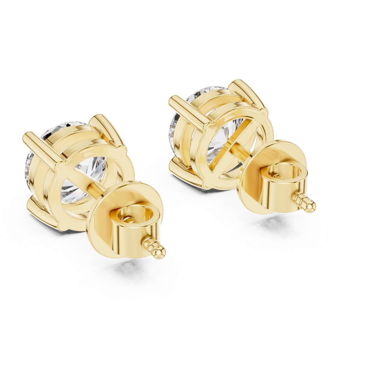 Classic Four Prong 1.25ct Each Round Lab Grown Diamond Solitaire Stud Earrings