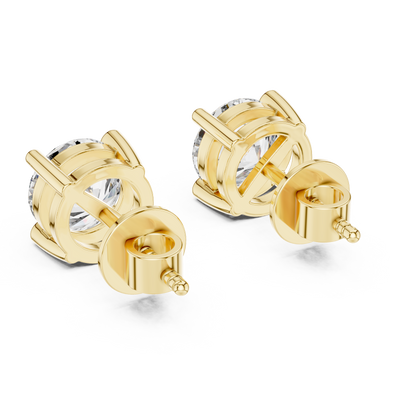 Classic Four Prong 1.25ct Each Round Lab Grown Diamond Solitaire Stud Earrings