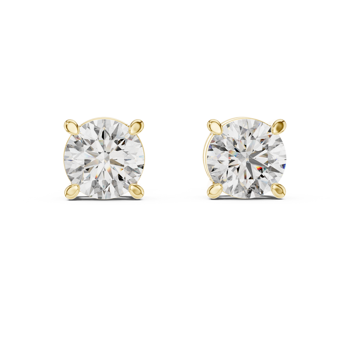 Classic Four Prong 1.25ct Each Round Lab Grown Diamond Solitaire Stud Earrings
