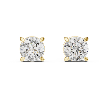 Classic Four Prong 1.25ct Each Round Lab Grown Diamond Solitaire Stud Earrings