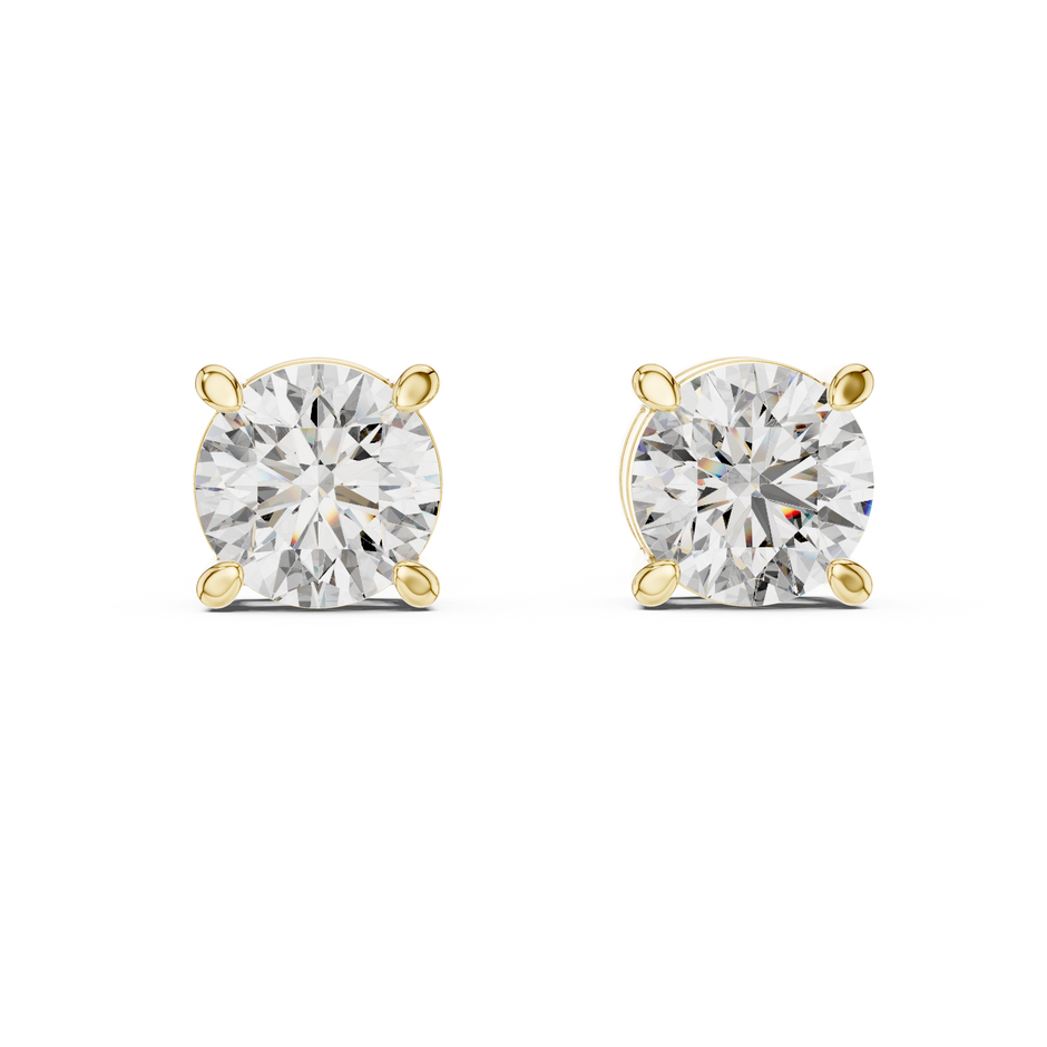 Classic Four Prong 1.25ct Each Round Lab Grown Diamond Solitaire Stud Earrings
