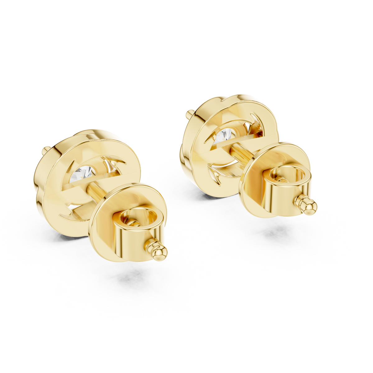 Swirl Bezel 0.25ct Each Round Lab Grown Diamond Solitaire Stud Earrings