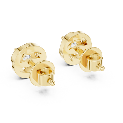 Swirl Bezel 0.25ct Each Round Lab Grown Diamond Solitaire Stud Earrings