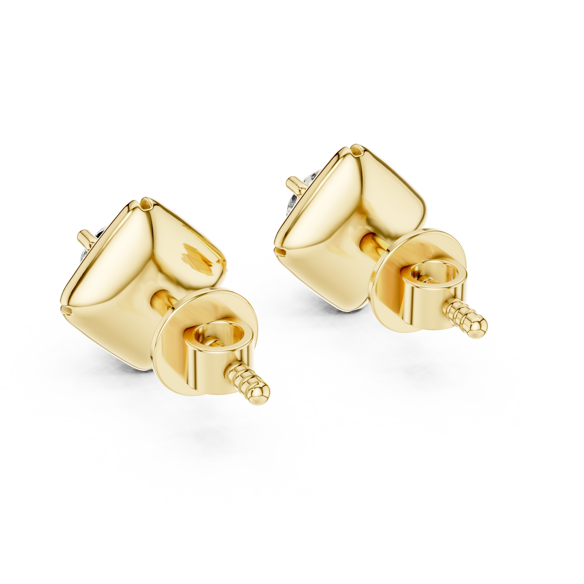 Geometric Frame 0.25ct Each Round Lab Grown Diamond Solitaire Stud Earrings