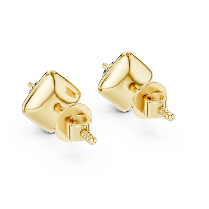 Geometric Frame 0.25ct Each Round Lab Grown Diamond Solitaire Stud Earrings