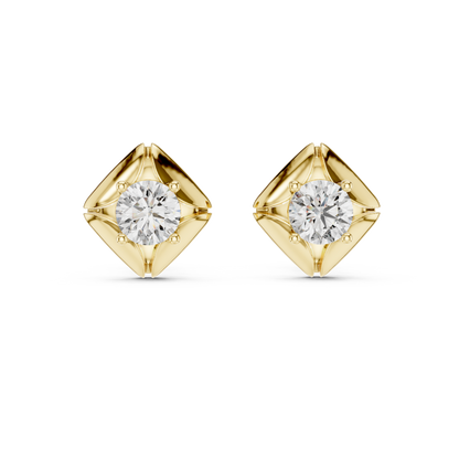 Geometric Frame 0.25ct Each Round Lab Grown Diamond Solitaire Stud Earrings