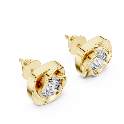 0.90ct Each Round Brilliant Cut Lab Grown Diamond Swirling Cushion Frame Earrings