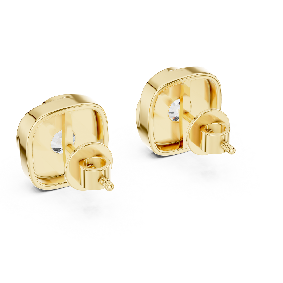 0.90ct Each Round Brilliant Cut Lab Grown Diamond Swirling Cushion Frame Earrings