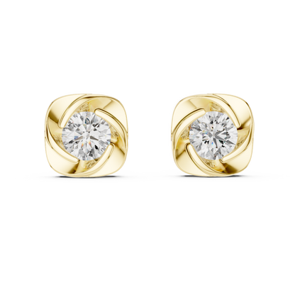 0.90ct Each Round Brilliant Cut Lab Grown Diamond Swirling Cushion Frame Earrings