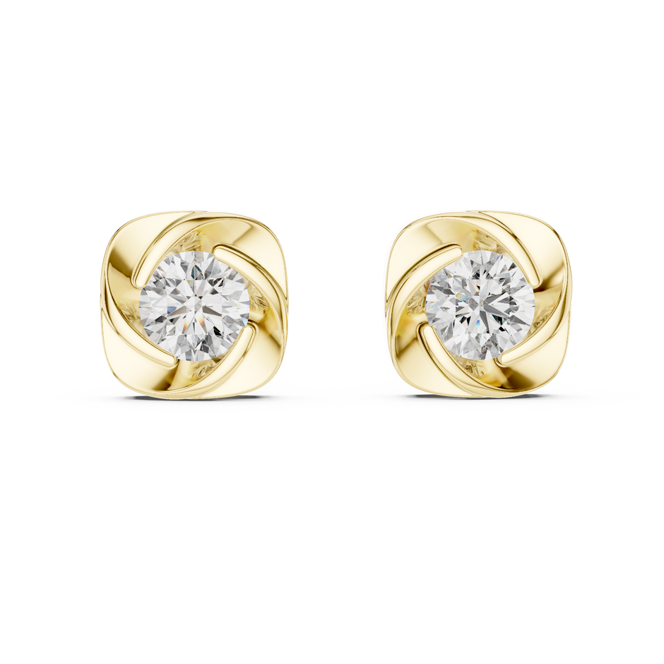 0.90ct Each Round Brilliant Cut Lab Grown Diamond Swirling Cushion Frame Earrings