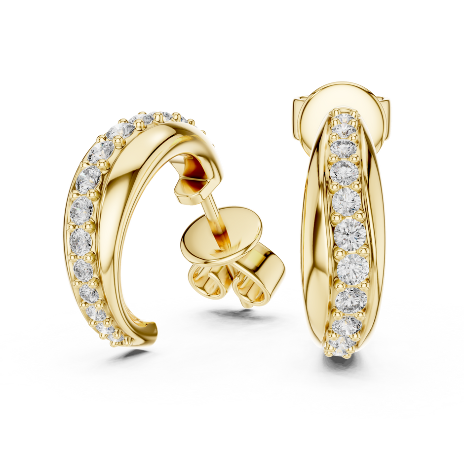 Contoured Lab Grown Diamond Half-Hoop Earrings