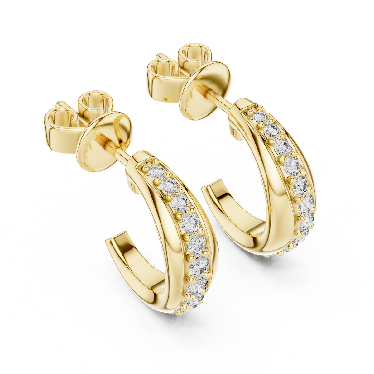Contoured Lab Grown Diamond Half-Hoop Earrings