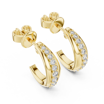Contoured Lab Grown Diamond Half-Hoop Earrings