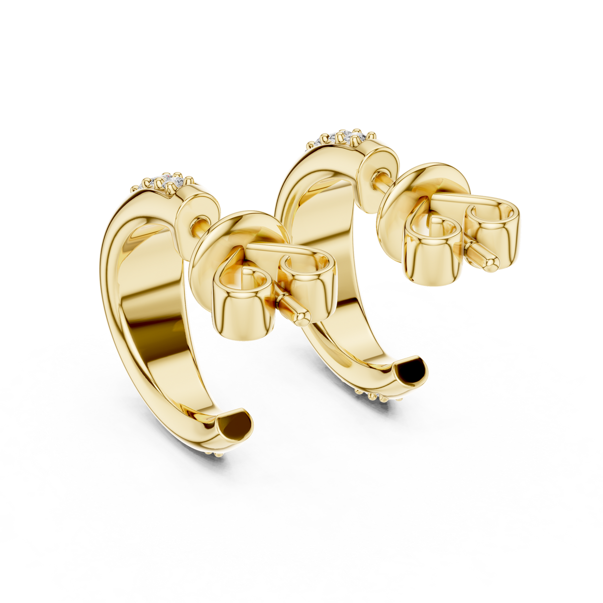 Contoured Lab Grown Diamond Half-Hoop Earrings