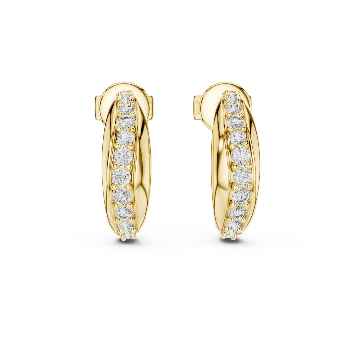 Contoured Lab Grown Diamond Half-Hoop Earrings
