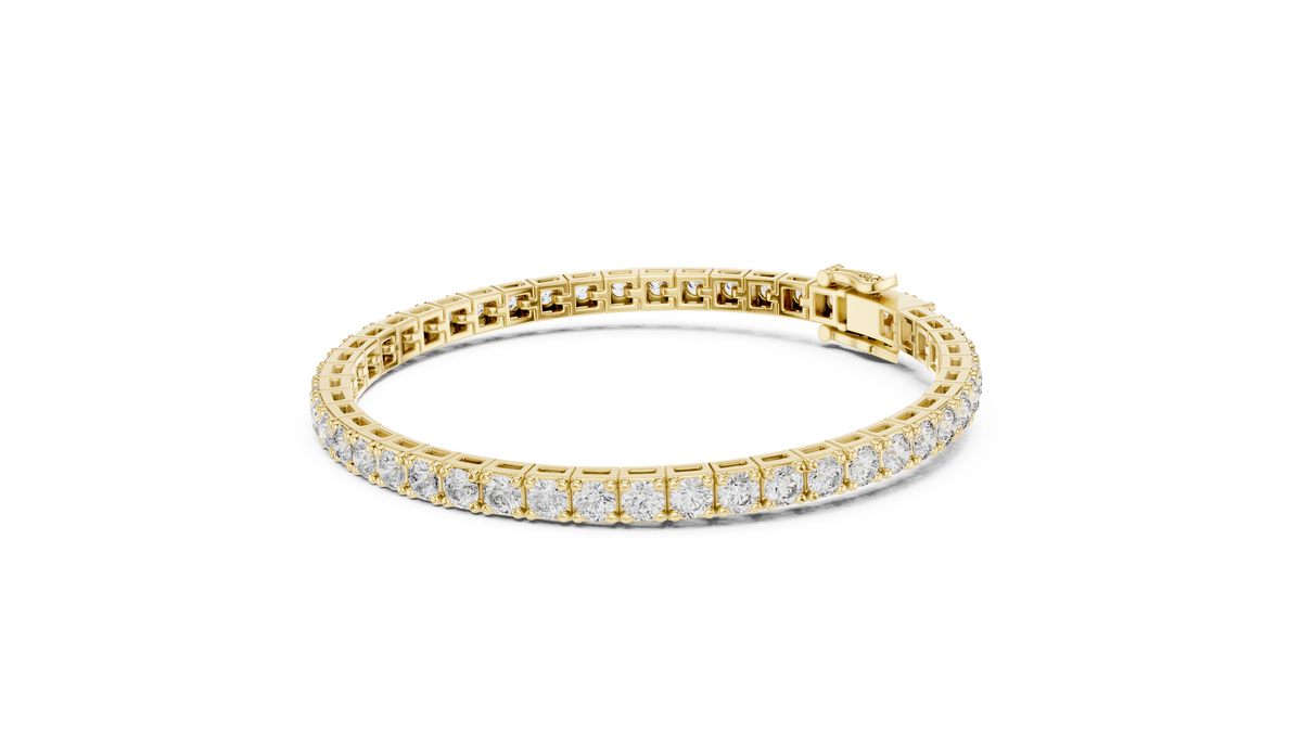 Four Prong Round Lab Grown Diamond Box-Frame Tennis Bracelet.