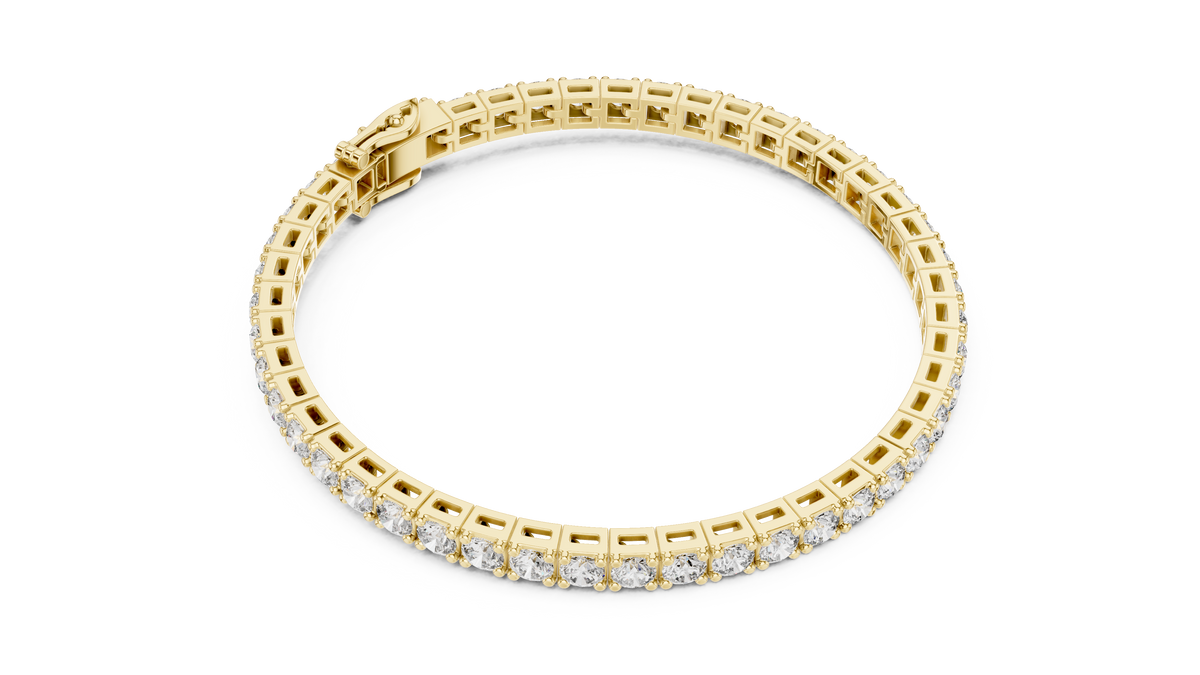Four Prong Round Lab Grown Diamond Box-Frame Tennis Bracelet.