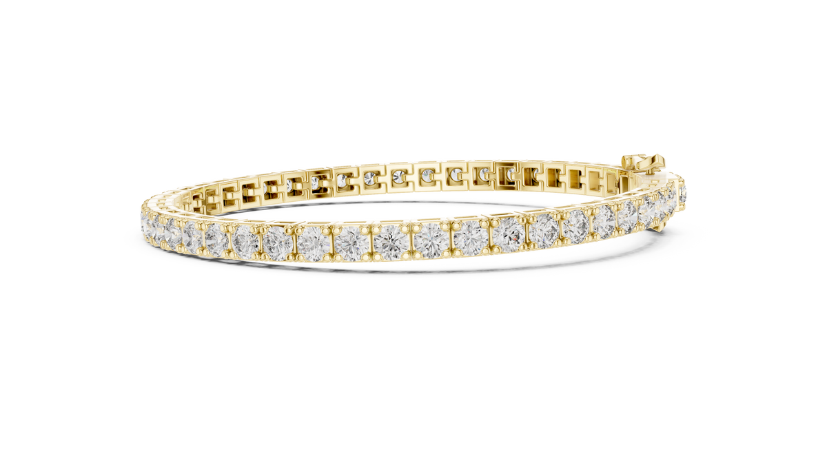 Four Prong Round Lab Grown Diamond Box-Frame Tennis Bracelet.