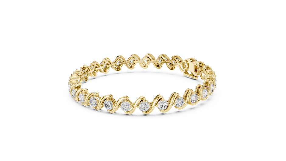 The Wave S-Link Round Lab Grown Diamond Tennis Bracelet.
