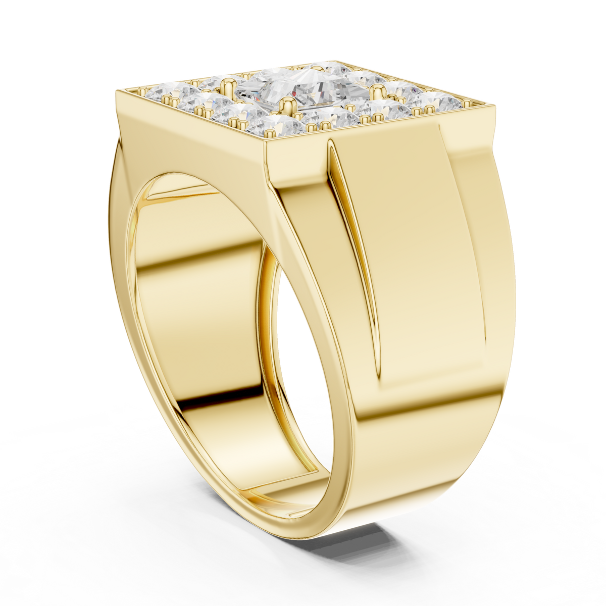 1.00 Ct Princess Cut Lab Grown Diamond Square Signet Solitaire Ring