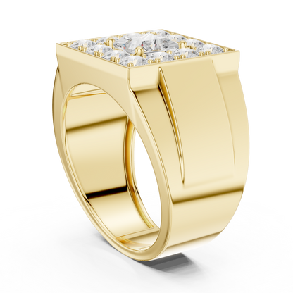 1.00 Ct Princess Cut Lab Grown Diamond Square Signet Solitaire Ring