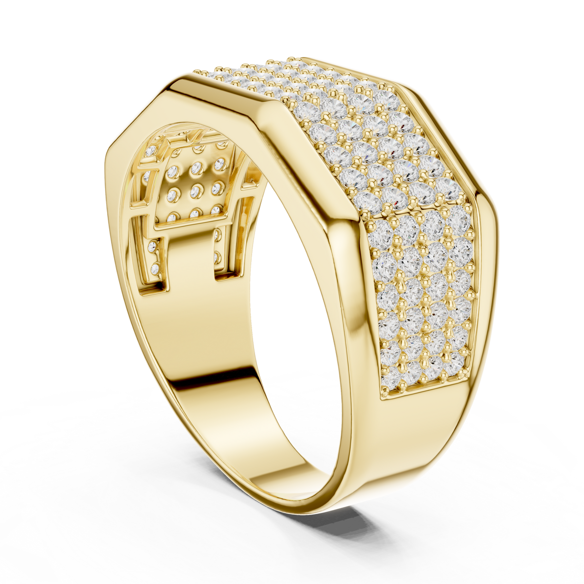 Multi-Row Pave Lab Grown Diamond Geometric Band