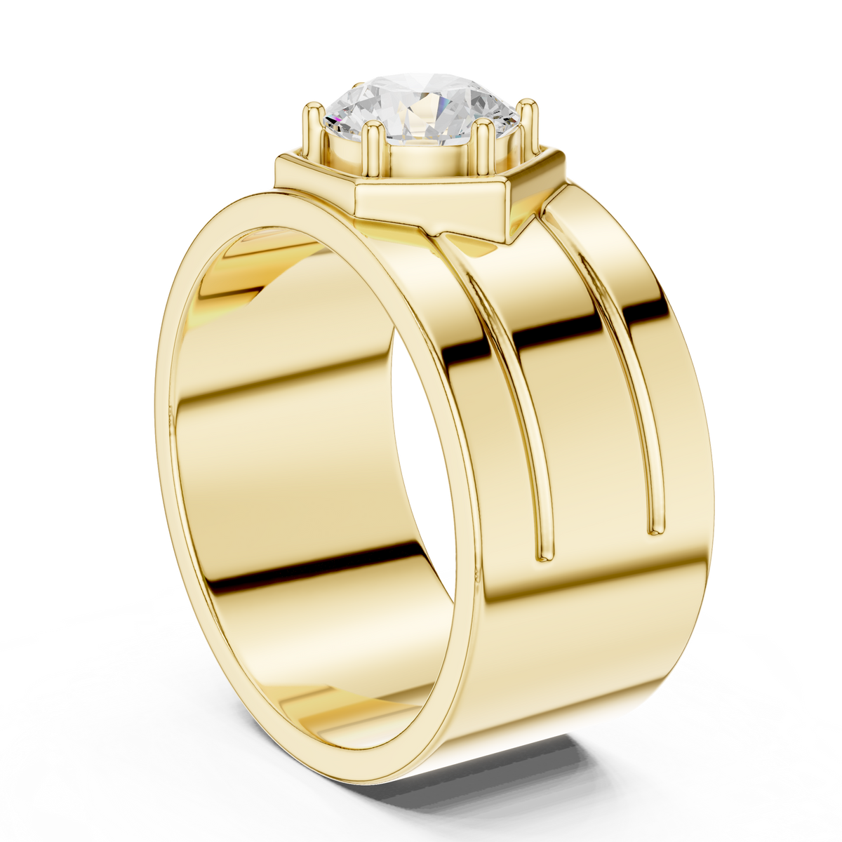 Hexagonal Solitaire 1.40 Ct Round Lab Grown Diamond Ring