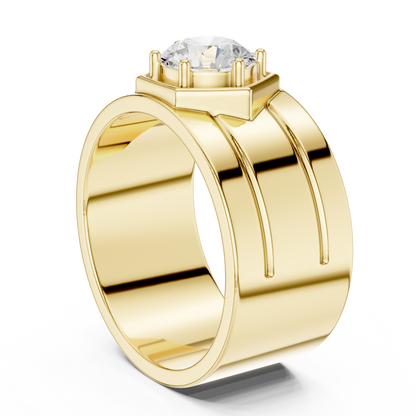 Hexagonal Solitaire 1.40 Ct Round Lab Grown Diamond Ring