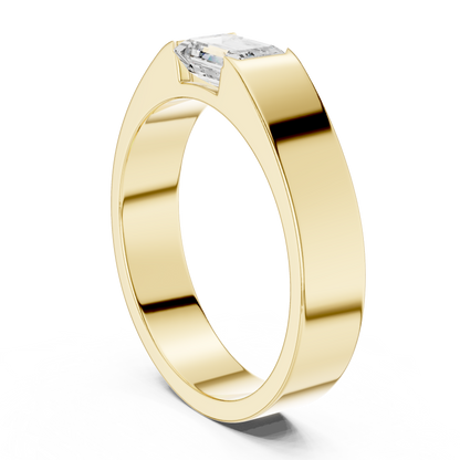 Emerald Cut Lab Grown Diamond Ring East-West Solitaire Band