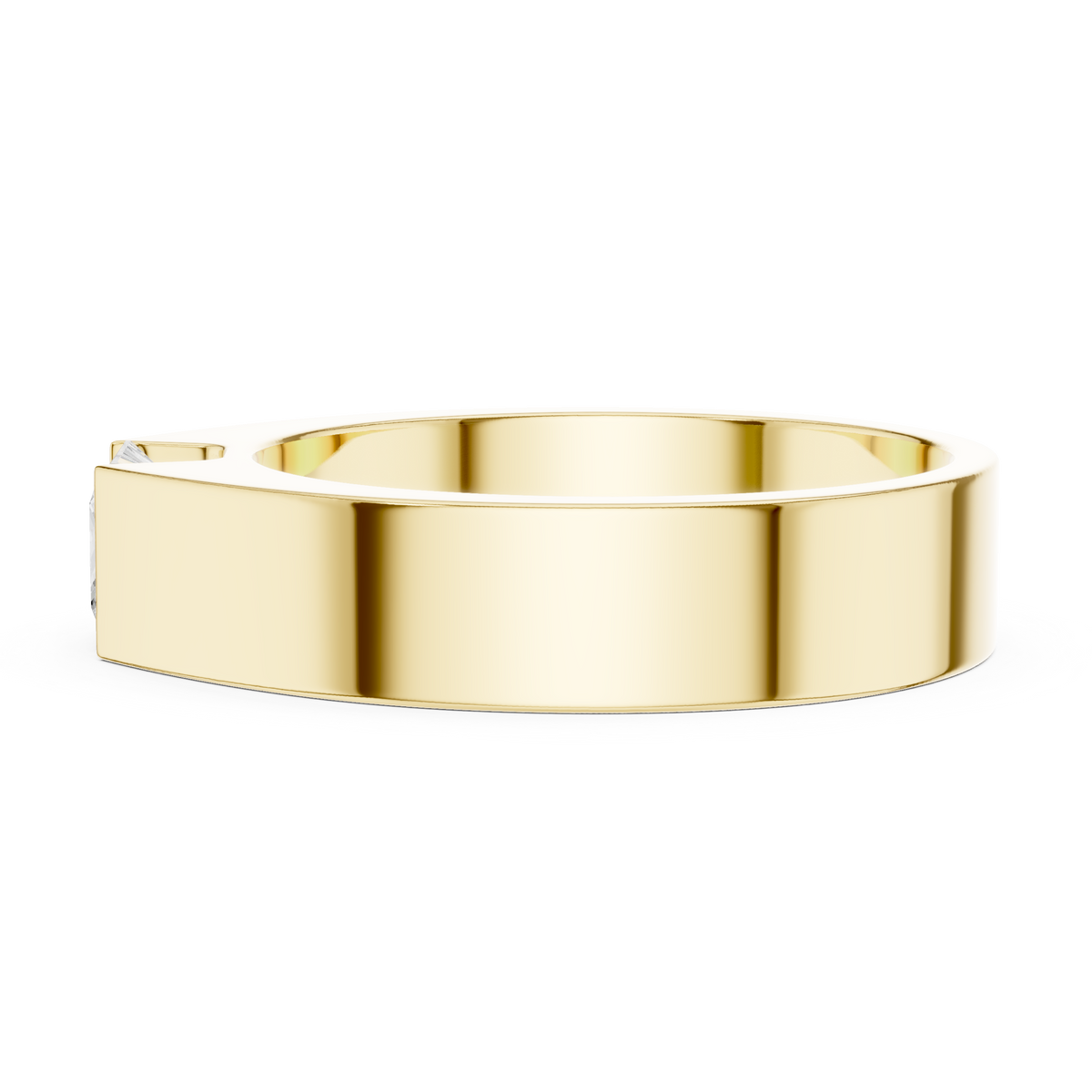 Princess Cut Lab Grown Diamond Ring Half Bezel Solitaire Band