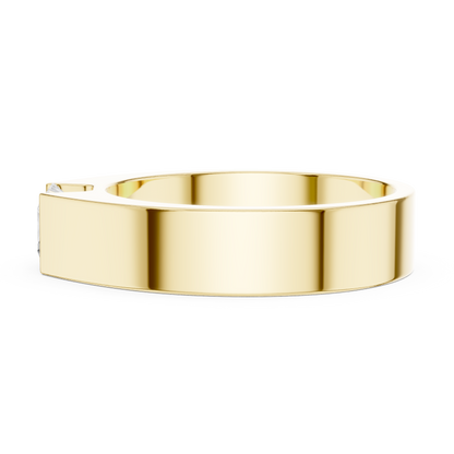 Princess Cut Lab Grown Diamond Ring Half Bezel Solitaire Band
