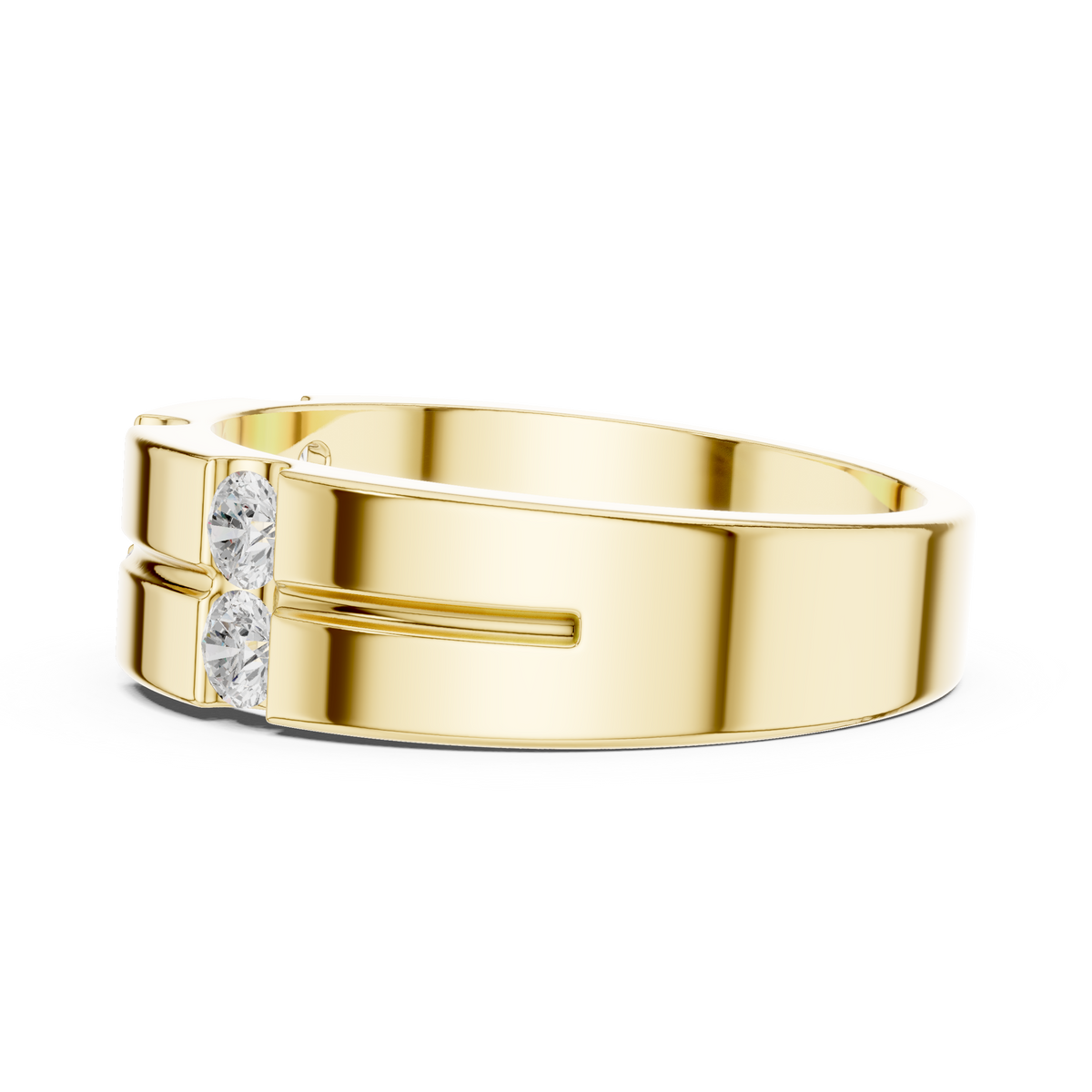 Three Station Six Stone Channel Set Round Lab Grown Diamond Ring