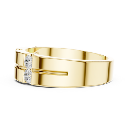 Three Station Six Stone Channel Set Round Lab Grown Diamond Ring