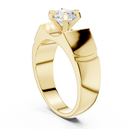 Six Prong 1.50 Ct Round Shape Lab Grown Diamond Ring Curved Recess Solitaire Band