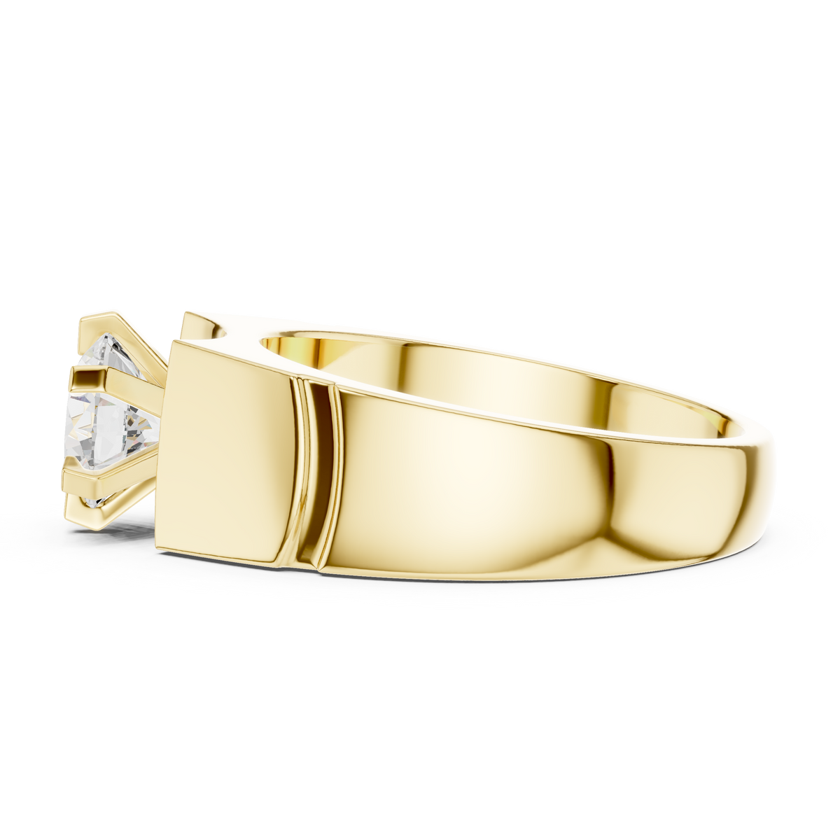 Six Prong 1.50 Ct Round Shape Lab Grown Diamond Ring Curved Recess Solitaire Band