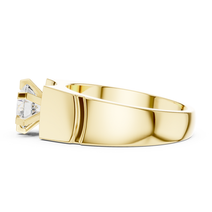 Six Prong 1.50 Ct Round Shape Lab Grown Diamond Ring Curved Recess Solitaire Band