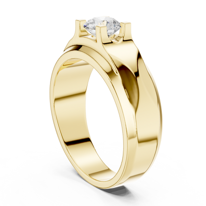 Four Corner Prong Round Shape Lab Grown Diamond Ring Solitaire Band