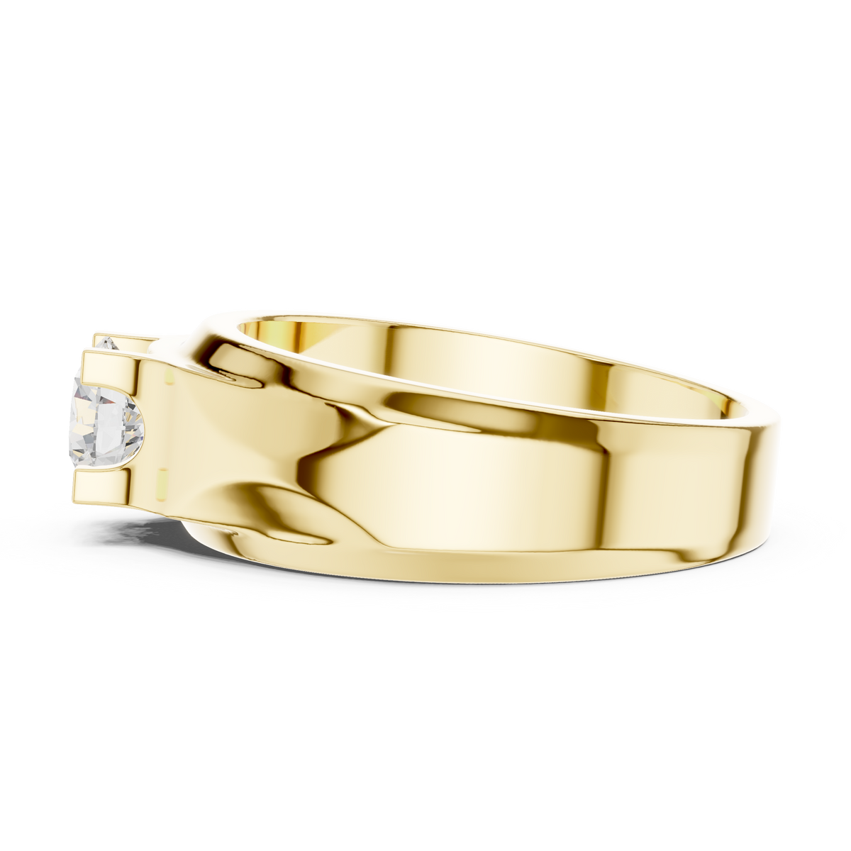 Four Corner Prong Round Shape Lab Grown Diamond Ring Solitaire Band